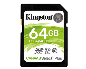 Kingston Canvas Select SD 64GB Tarjeta de Memoria Plus Clase 10