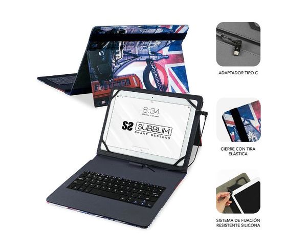 Subblim Funda England con Teclado Keytab USB para Tablet 10.1" 