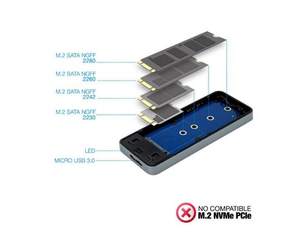 TooQ TQE-2281G Caja Externa para SSD M.2 NGFF a USB-C 3.1