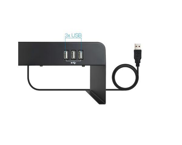 TooQ TQMR0124 Soporte Elevador para Monitor/Portátil con 3 Puertos USB Negro