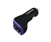 Canyon CNE-CCA08PU Cargador USB Coche 2xUSB-A + 1xTipo-C 2.4A Negro y Morado