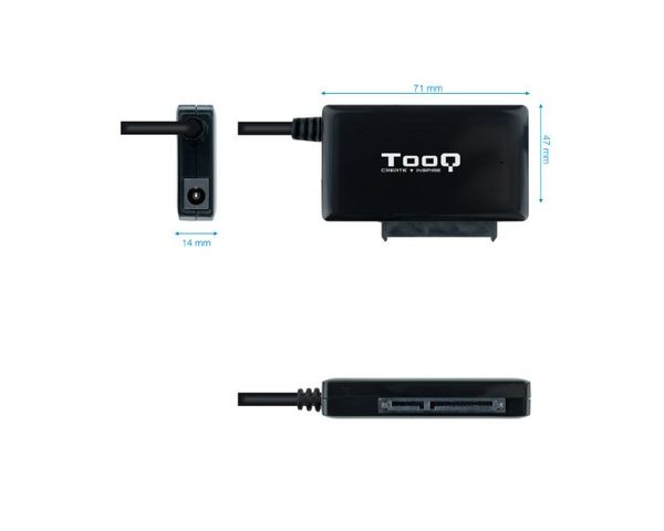 TooQ Adaptador USB-C a SATA para Discos Duros 2.5"-3.5" Negro