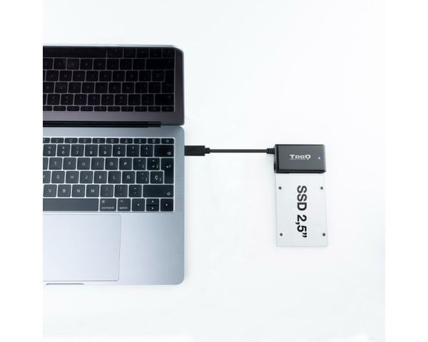 TooQ Adaptador USB-C a SATA para Discos Duros 2.5"-3.5" Negro