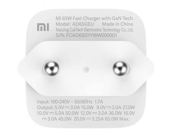 Xiaomi Mi 65W Cargador Rápido Blanco