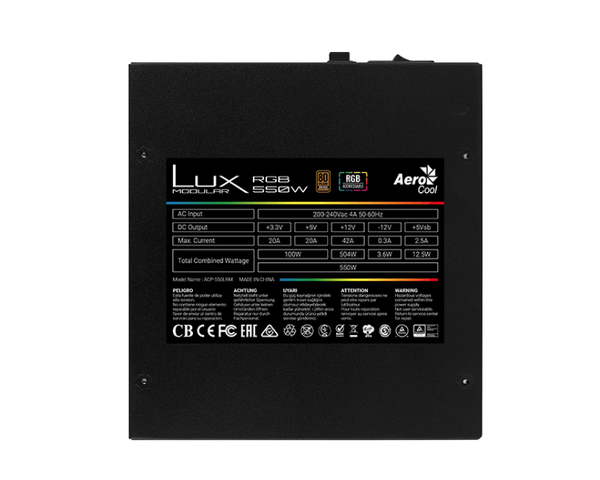 Aerocool LUX 550M RGB 550W 80 Plus Bronze Semi-Modular