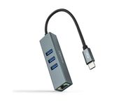 Nanocable Hub USB-C a Ethernet Gigabit + 3x USB3.0 Aluminio