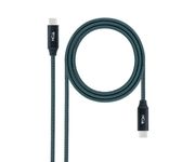 Nanocable Cable USB 3.2 20Gbps 5A/100W 4K/60Hz USB-C Macho/Macho 1m Gris/Negro