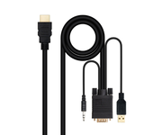 Nanocable Cable Conversor HDMI a VGA + Audio + USB 1.8m Negro