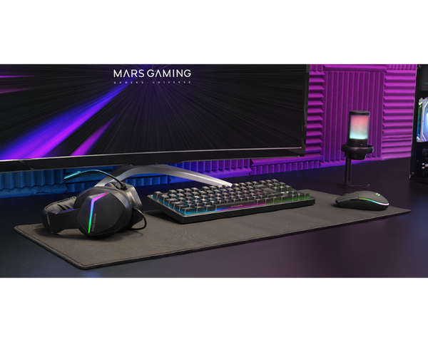 Mars Gaming MCP-RGB3 Combo Teclado + Ratón + Auriculares + Alfombrilla XXL Negro