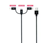 Nanocable Cable USB 3 en 1 Carga/Datos USB-A a USB-C/Micro USB/Lightning 1m Negro