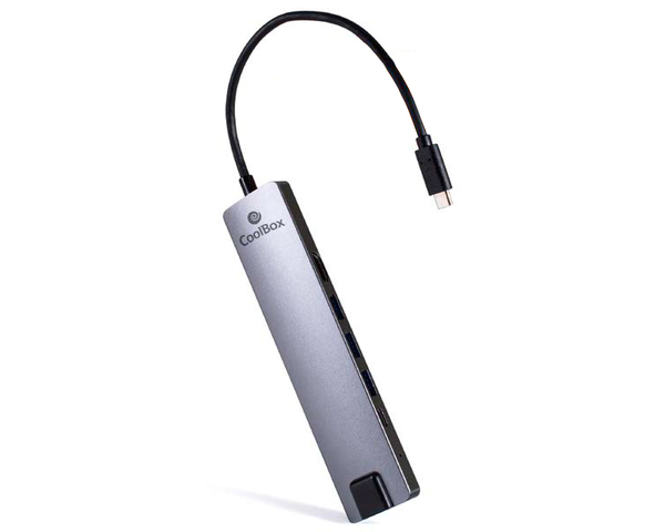 Coolbox Hub USB-C MiniDOCK 9 Puertos RJ45/HDMI/3xUSB3.0/microSD/SD/USB-C Plata