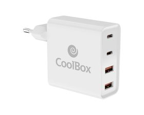 CoolBox COO-CUAC-100P Cargador de Pared 2xUSB-C PD+ 2xUSB-A 100W Blanco