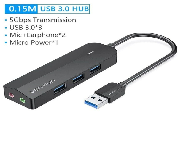 Vention CHIBB HUB 4  Puertos USB3.0 a 3xUSB 1xMicro USB PD Gris