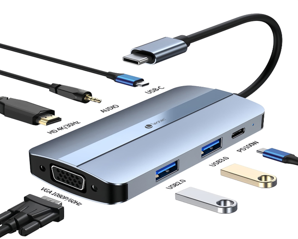 Leotec Docking Station HUB 7 en 1 USB-C/USB/HDMI/VGA