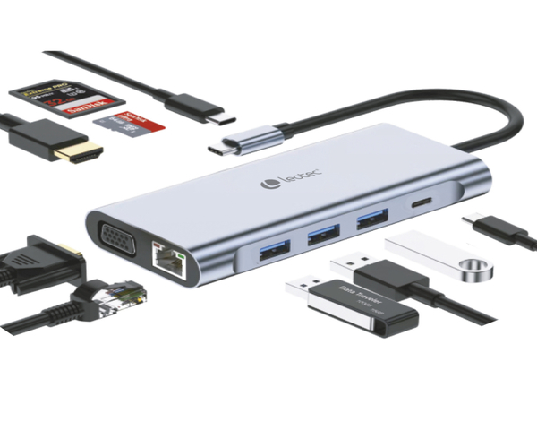 Leotec Docking Station HUB 11 en 1 USB/USB-C/VGA/HDMI/MicroSD