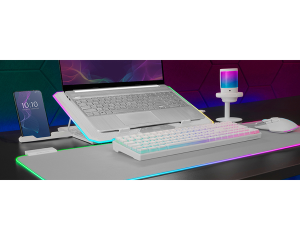 Mars Gaming MNBC13 Base Refrigeradora Y Stand RGB Para Portátiles Hasta 17" Blanco