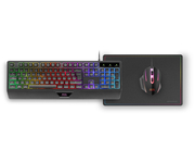Pack 3en1 Mars Gaming MCP124 Teclado LED RGB + Ratón RGB 3200 DPI + Alfombrilla - Español - Negro