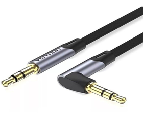 Vention Cable Audio Estéreo Acodado Jack 3.5 Macho a Jack 3.5 Macho 1.5M Gris