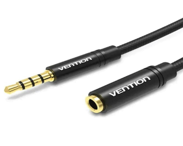 Vention Cable Audio Estéreo Jack 3.5 Macho a Jack 3.5 Hembra 3M Negro