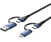 Vention Cable USB 2.0 Tipo USB-C Macho a USB Macho y USB-C Macho a MicroUSB 1M Negro