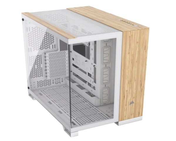 Corsair 6500X Caja ATX Doble Cristal Templado USB-C Blanco Madera Bambú