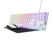 Trust GXT 794W Kit Gaming 3 en 1 Teclado Compacto, Ratón Inalámbrico y Alfombrilla Blanco