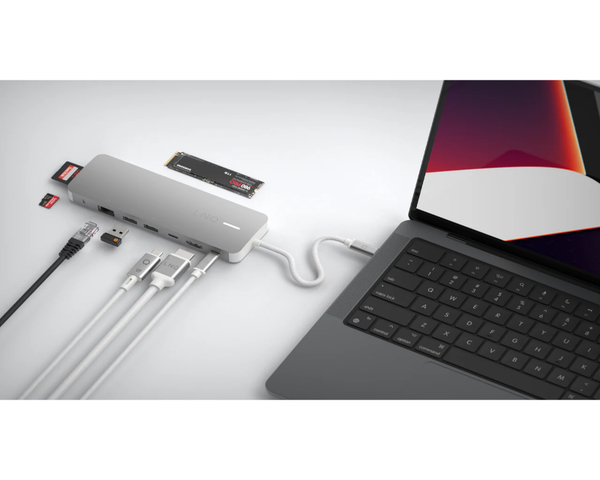 LinQ HUB de 9 Puertos  Multipuerto SSD PRO USB-C 140W Gris