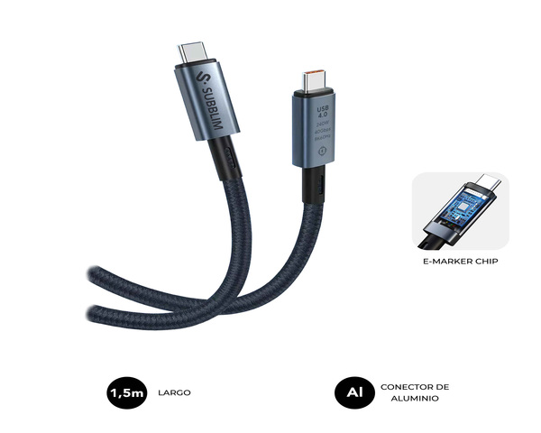 Subblim Cable High 240W CC Usb4.0 8K 1,5M