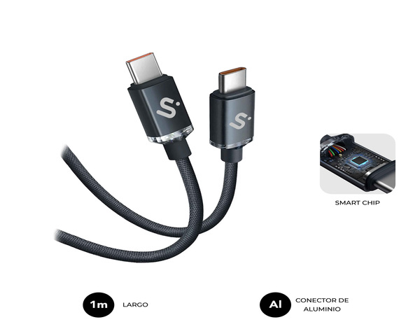 Subblim Cable Optimus 60W CC 1M Negro