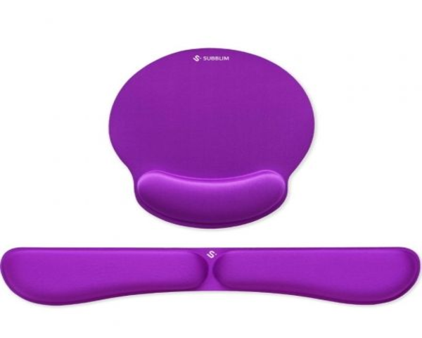 Subblim Kit Ergo Memoryflex Alfombrilla Ratón y Reposamuñecas Teclado Morado